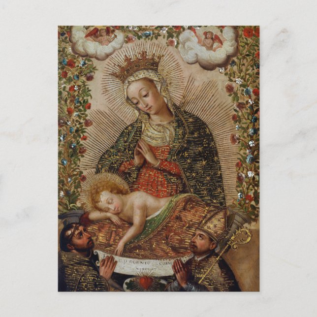 The Virgin Mary Adoring the Christ Child Postcard (Front)