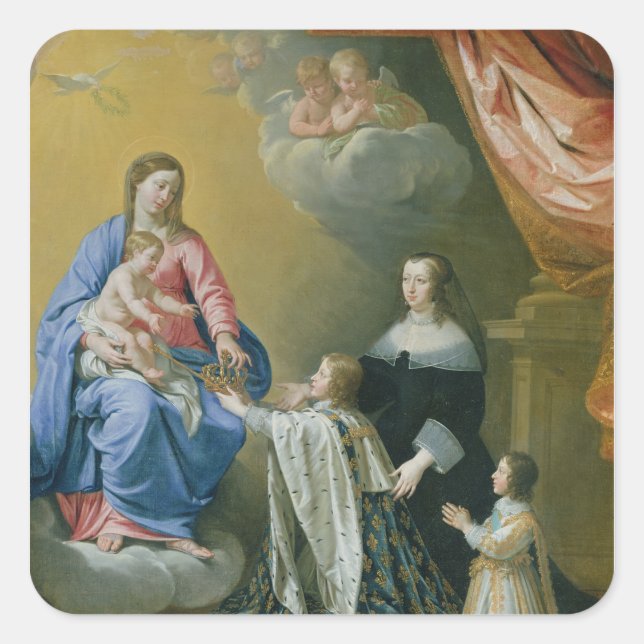 The Virgin Mary gives the Crown and Sceptre Square Sticker (Front)