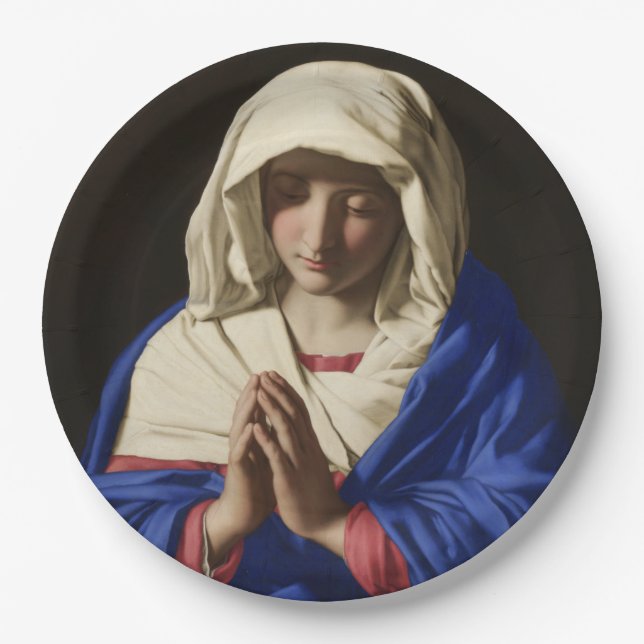 The Virgin Mary in Prayer Paper Plate (Front)