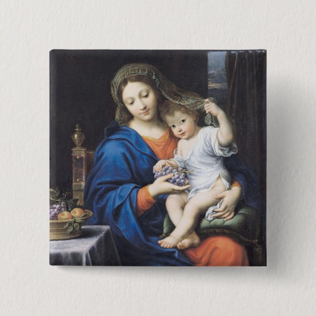 The Virgin of the Grapes, 1640-50 15 Cm Square Badge (Front)