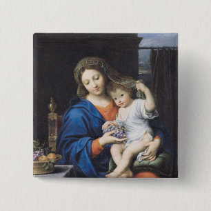 The Virgin of the Grapes, 1640-50 15 Cm Square Badge