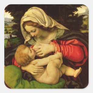 The Virgin of the Green Cushion, 1507-10 Square Sticker