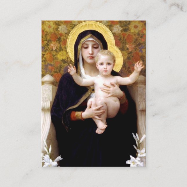 The Virgin of the Lilies Prayer  Hail, Holy Queen Business Card (Front)