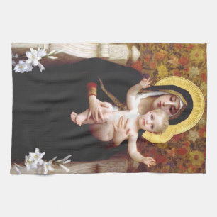 The Virgin of the Lilies Tea Towel