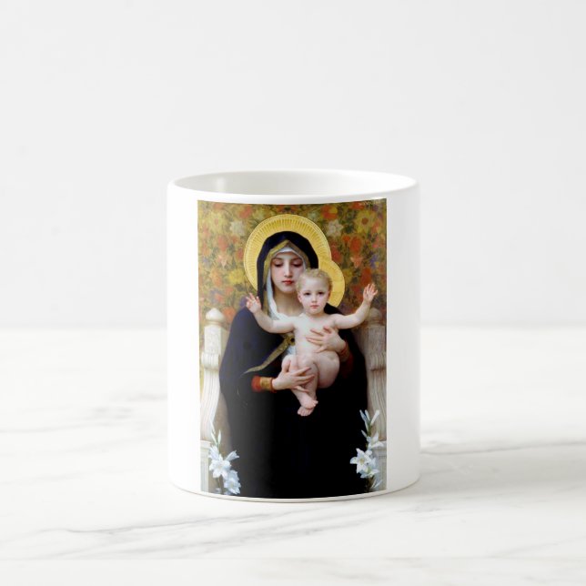 The Virgin of the Lily, Bouguereau Coffee Mug (Center)