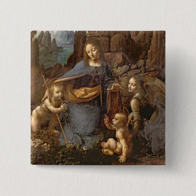 The Virgin of the Rocks 15 Cm Square Badge (Front)