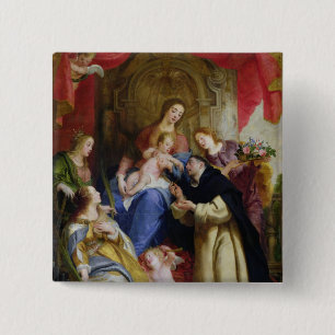 The Virgin Offering the Rosary 15 Cm Square Badge