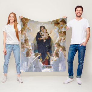 The Virgin with Angels, Bouguereau Fleece Blanket