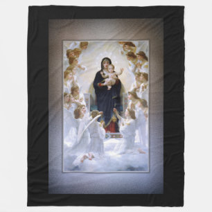 The Virgin with Angels by William Bouguereau Fleece Blanket