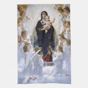 The Virgin with Angels by William Bouguereau Tea Towel