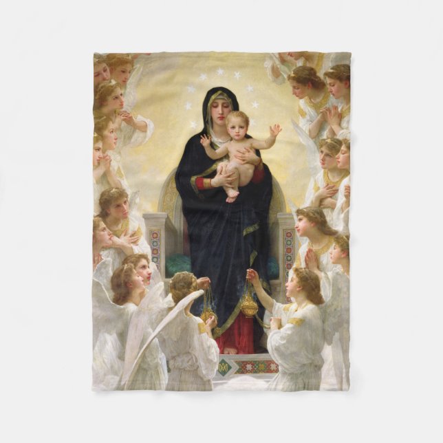 The Virgin With Angels -William-Adolphe Bouguereau Fleece Blanket (Front)