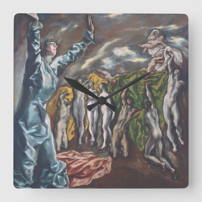 The Vision of Saint John Square Wall Clock (Front)