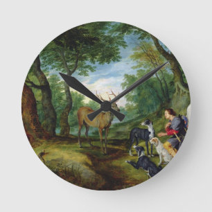 The Vision of St. Hubert, c.1620 (oil on panel) Round Clock
