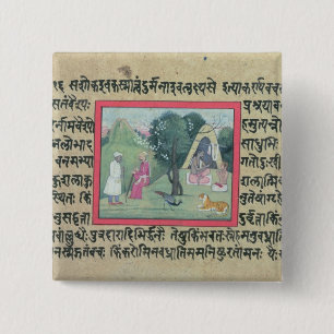 The visit of a Rajput chief to a hermit from a pag 15 Cm Square Badge