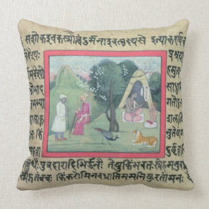 The visit of a Rajput chief to a hermit from a pag Cushion