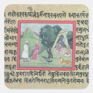 The visit of a Rajput chief to a hermit from a pag Square Sticker