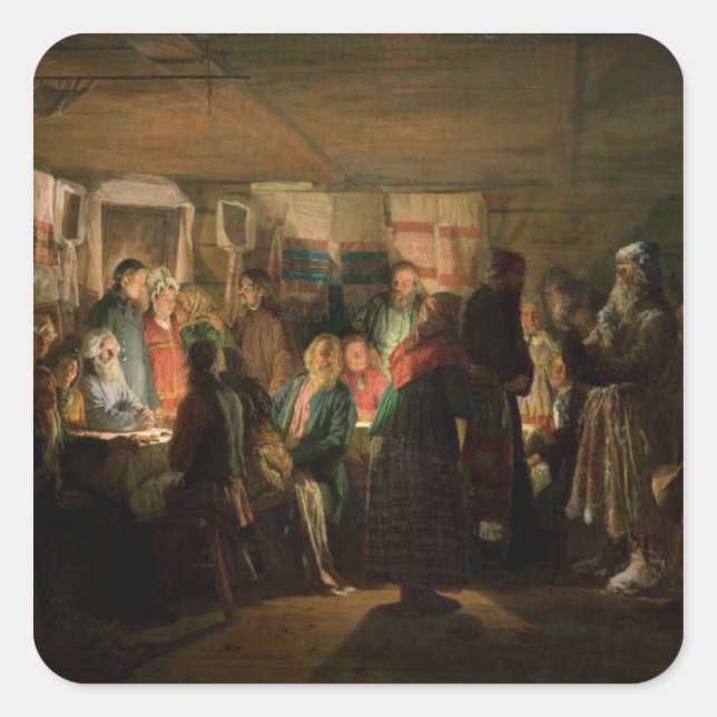 The Visit of a Sorcerer to a Peasant Wedding Square Sticker (Front)