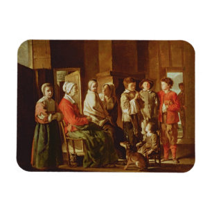 The Visit to the Grandmother (oil on canvas) Magnet