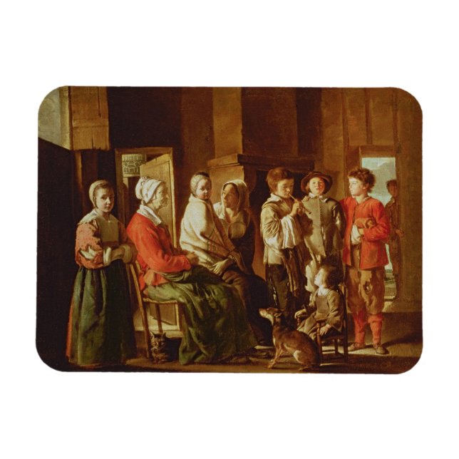 The Visit to the Grandmother (oil on canvas) Magnet (Horizontal)