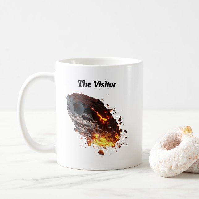 "The visitor," Space Rock from outer space  Coffee Mug (With Donut)