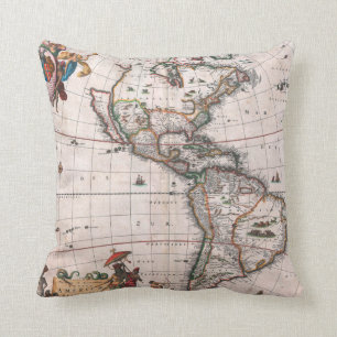 The Visscher map of the New World Cushion