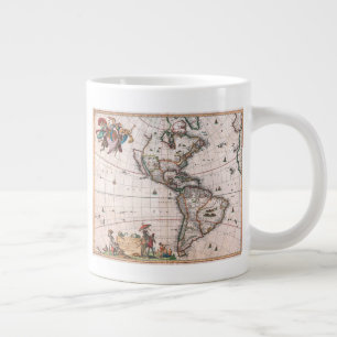 The Visscher map of the New World Large Coffee Mug