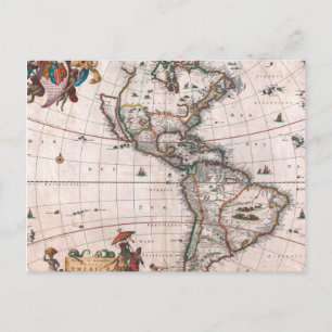 The Visscher map of the New World Postcard