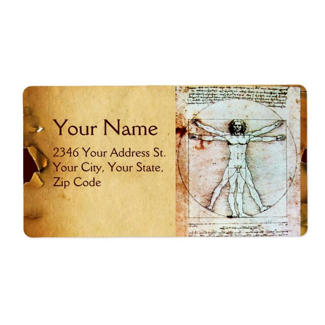 THE VITRUVIAN MAN , Antique Brown Parchment (Front)