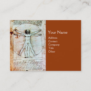 THE VITRUVIAN MAN , Antique Brown Parchment Business Card