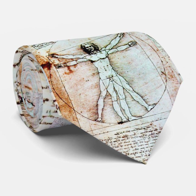 THE VITRUVIAN MAN , Antique Brown Parchment Tie (Rolled)