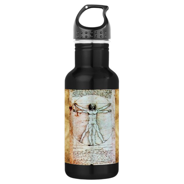 THE VITRUVIAN MAN Antique Parchment 532 Ml Water Bottle (Front)