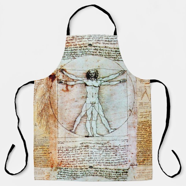 THE VITRUVIAN MAN  Antique  Parchment Apron (Front)