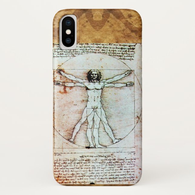 THE VITRUVIAN MAN Antique Parchment Case-Mate iPhone Case (Back)