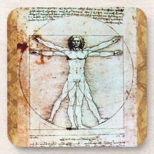 THE VITRUVIAN MAN Antique Parchment Coaster