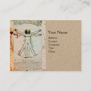 THE VITRUVIAN MAN Antique Parchment Craft Business Card