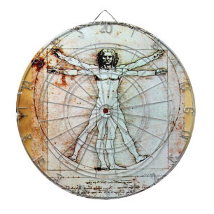 THE VITRUVIAN MAN Antique Parchment Dartboard