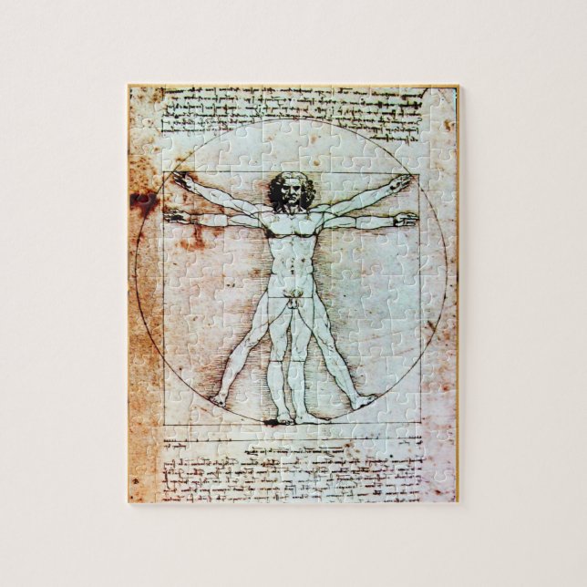 THE VITRUVIAN MAN Antique Parchment Jigsaw Puzzle (Vertical)
