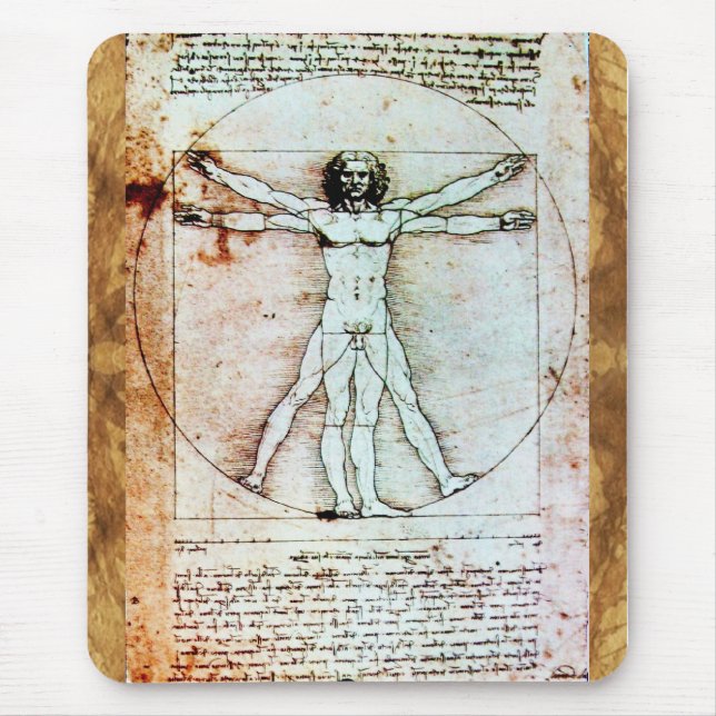 THE VITRUVIAN MAN  Antique  Parchment Mouse Pad (Front)