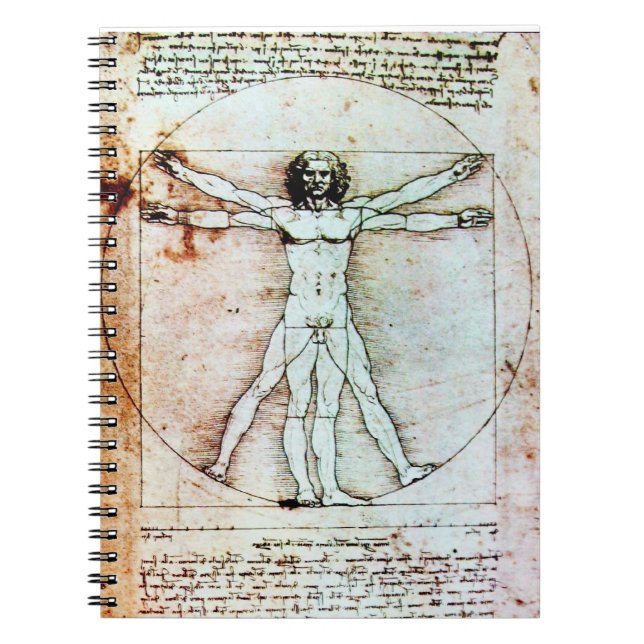 THE VITRUVIAN MAN Antique Parchment Notebook (Front)