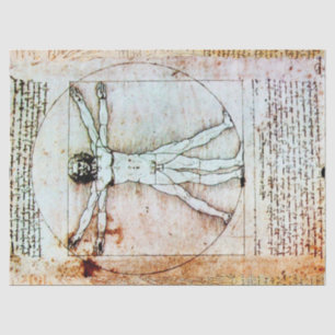 THE VITRUVIAN MAN  Antique  Parchment Tissue Paper