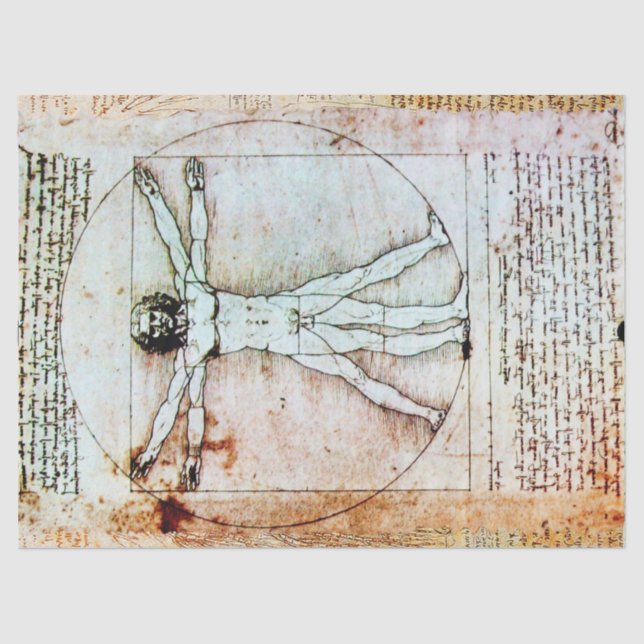 THE VITRUVIAN MAN  Antique  Parchment Tissue Paper (Front)