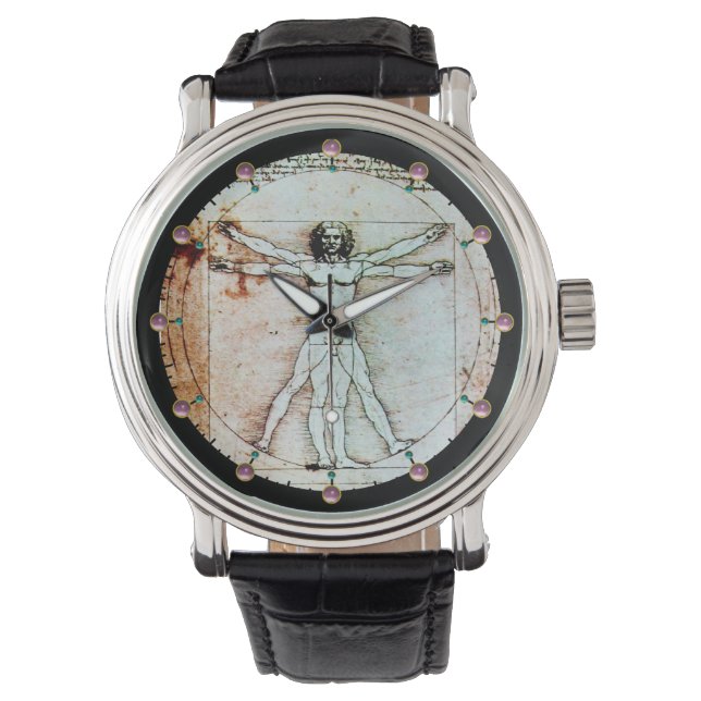 THE VITRUVIAN MAN Antique Parchment Watch (Front)