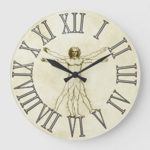 The Vitruvian Man by Leonardo da Vinci Large Clock