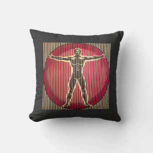 the Vitruvian Man in BAUHAUS optical illusion Cushion