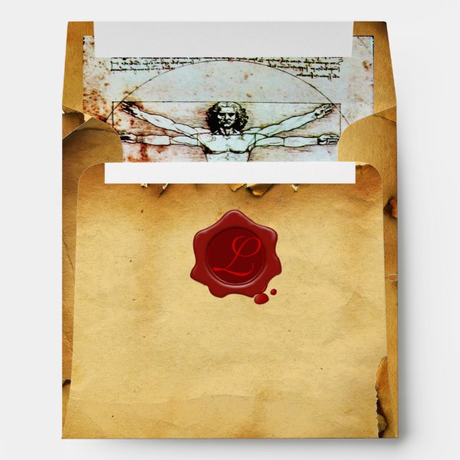 THE VITRUVIAN MAN WAX SEAL MONOGRAM  PARCHMENT ENVELOPES (Back (Bottom))