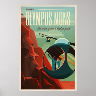 THE VOLCANO OF MARS - Olympus Mons Space Retro Poster