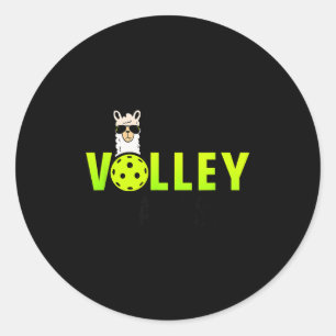 The volley llamas comic style llama pickle ball classic round sticker