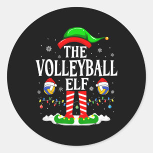 The Volleyball Elf Funny Matching Xmas Volleyball  Classic Round Sticker