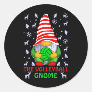 The Volleyball Gnome Christmas Funny Family Matchi Classic Round Sticker