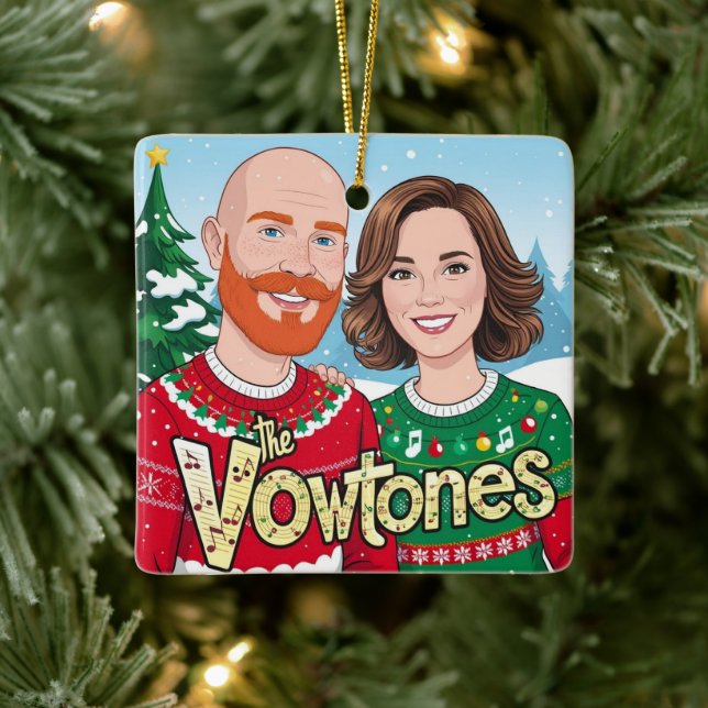 The Vowtones - Christmas Ceramic Square Ornament (Tree)